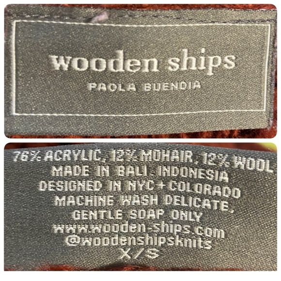 Wooden Ships Mohair Wool Blend Drop Shoulder L/S Boxy Slouchy Open Knit Sweate - Picture 4 of 9